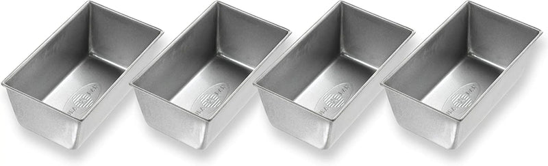 USA Pan Bakeware Strapped Mini Loaf Pan, 4 Loaves, Nonstick & Quick Release Coating, Made in the USA from Aluminized Steel Home & Garden > Kitchen & Dining > Cookware & Bakeware USA Pan Set of 4 Mini Loaf  