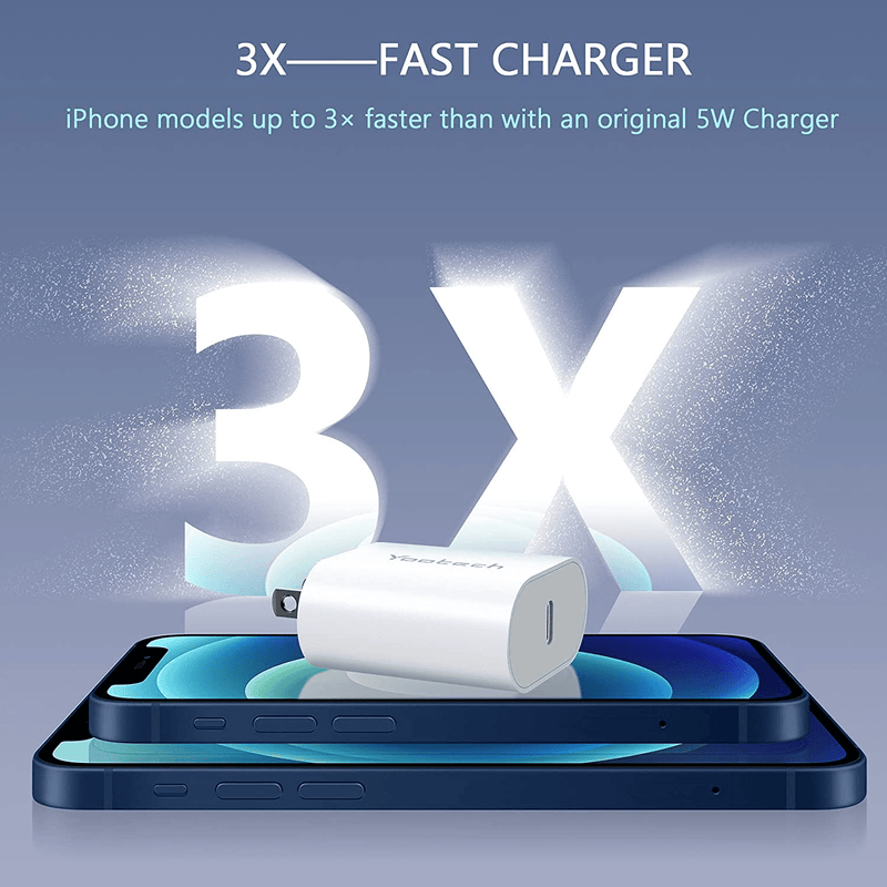 USB C Charger,Yootech [4 Pack] 20W USB C Wall Charger,Fast Charger Compatible with iPhone 12/12 Mini/12 Pro Max/SE/11 Pro Max,Samsung Galaxy S10/S9,Pixel 5/4/3(Cable Not Included)