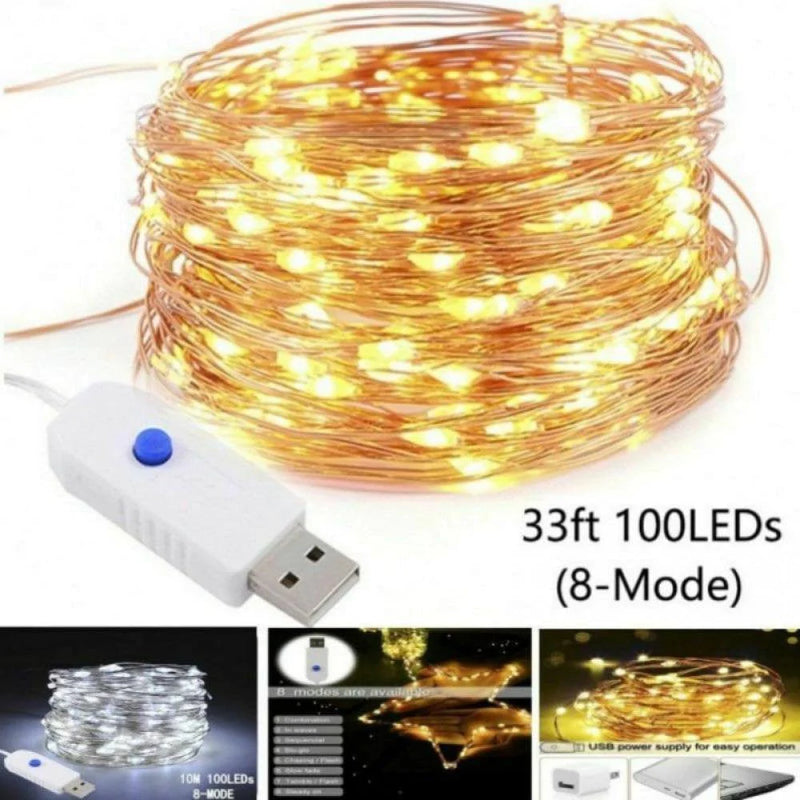 USB Fairy String Lights, 50 LED Led String Lights, USB Plug in Starry Lights with Remote,Waterproof Copper Wire Decorative Fairy Lights for Christmas Valentine'S Day Home & Garden > Decor > Seasonal & Holiday Decorations LW   
