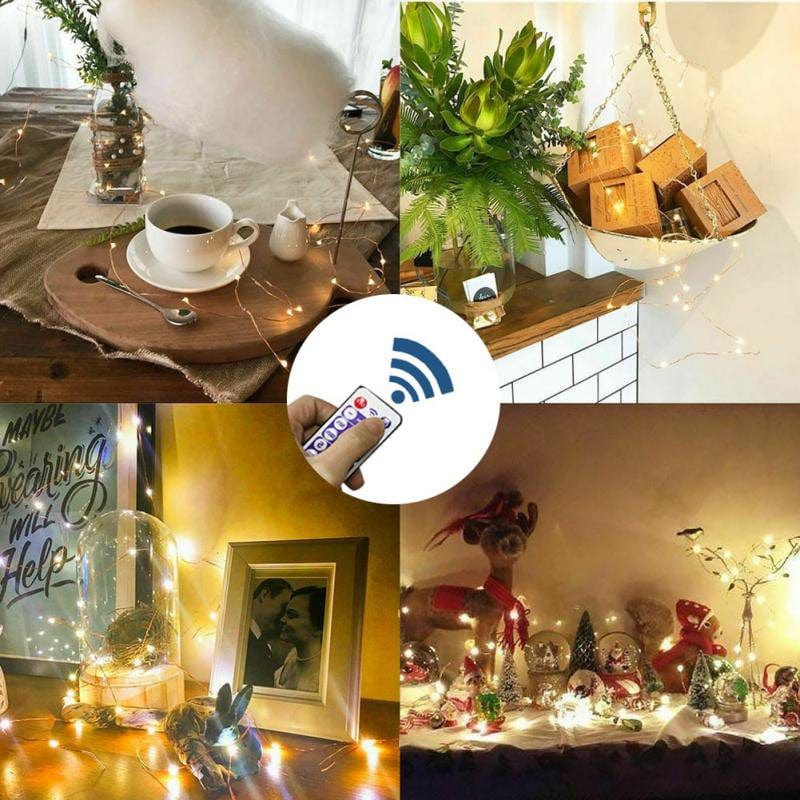 USB Fairy String Lights with Remote and Power Adapter, 2M 20 LED Firefly Lights for Bedroom Wall Ceiling Christmas Tree Wreath Craft Wedding Party Decoration, Warm White Home & Garden > Lighting > Light Ropes & Strings EFINNY   