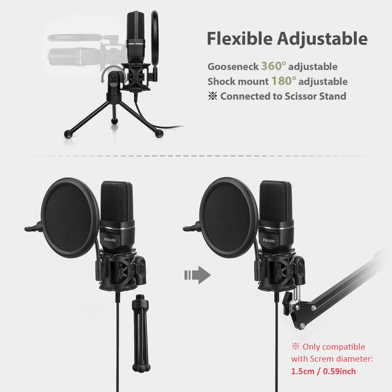USB Microphone, TKGOU Computer Condenser Recording Microphones.for PC,PS4,Laptop,Desktop,Tripod Stand,Pop Filter,Shock Mount. for Gaming,Streaming,Podcast,YouTube,Voice Over,Skype,Twitch,Plug&Play Mic Electronics > Audio > Audio Components > Microphones TKGOU   
