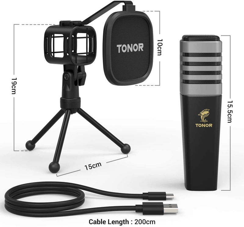 USB Microphone, TONOR Condenser Computer PC Mic with Tripod Stand, Pop Filter, Shock Mount for Gaming, Streaming, Podcasting, YouTube, Voice Over, Skype, Twitch, Compatible with Laptop Desktop, TC30 Electronics > Audio > Audio Components > Microphones TONOR   
