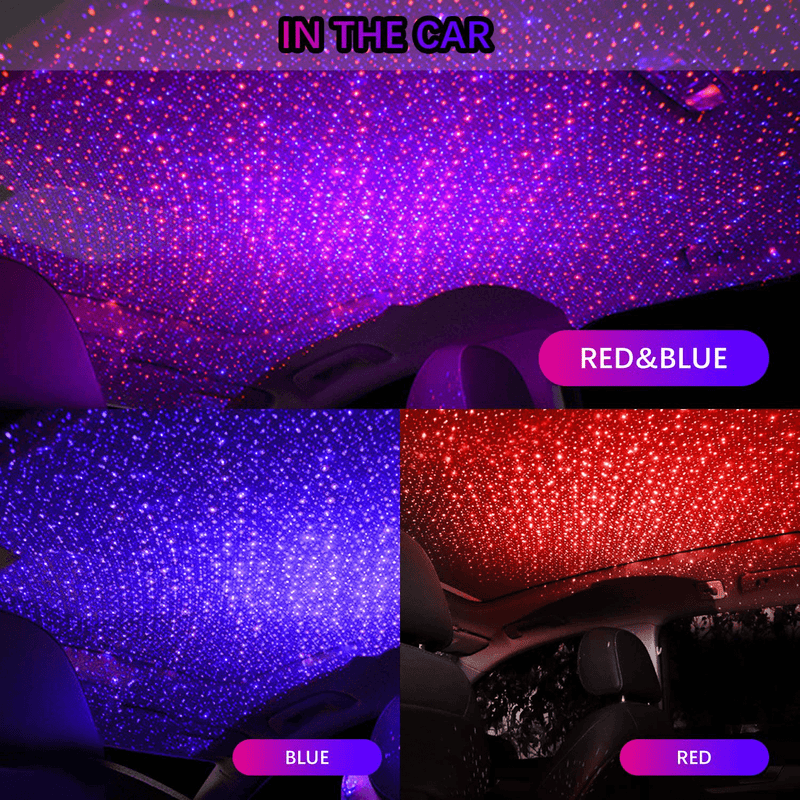 USB Star Night Light, 3 Colors-7 Lighting Modes, Aevdor Car Roof Star Lights, Portable Adjustable Romantic Star Light Decor for Bedroom Party Car Interior Ceiling, Plug and Play (Blue&Red) Vehicles & Parts > Vehicle Parts & Accessories > Motor Vehicle Parts > Motor Vehicle Lighting Aevdor   
