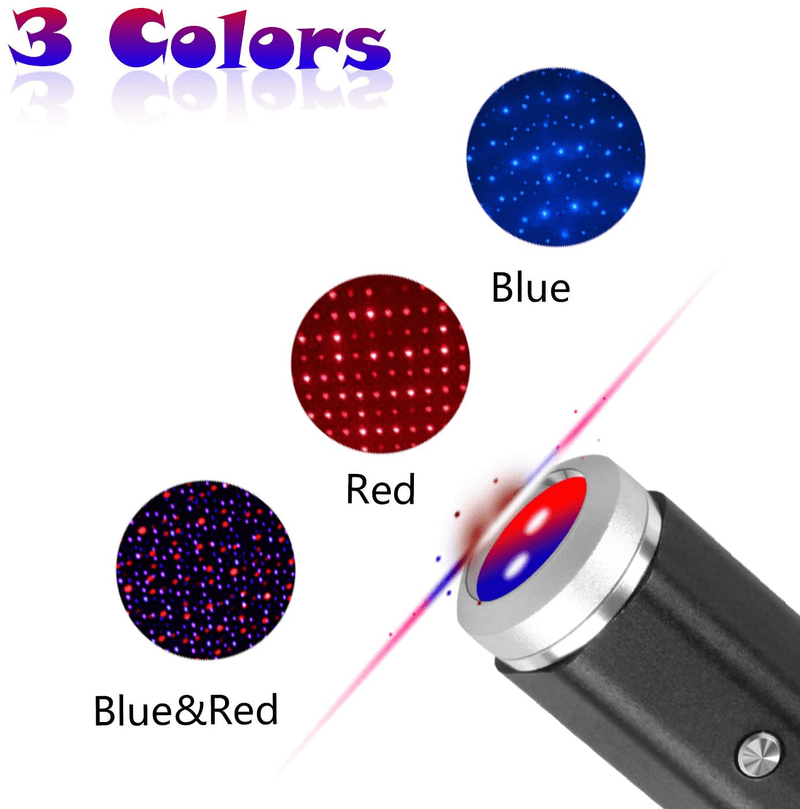 USB Star Night Light, 3 Colors-7 Lighting Modes, Aevdor Car Roof Star Lights, Portable Adjustable Romantic Star Light Decor for Bedroom Party Car Interior Ceiling, Plug and Play (Blue&Red) Vehicles & Parts > Vehicle Parts & Accessories > Motor Vehicle Parts > Motor Vehicle Lighting Aevdor   