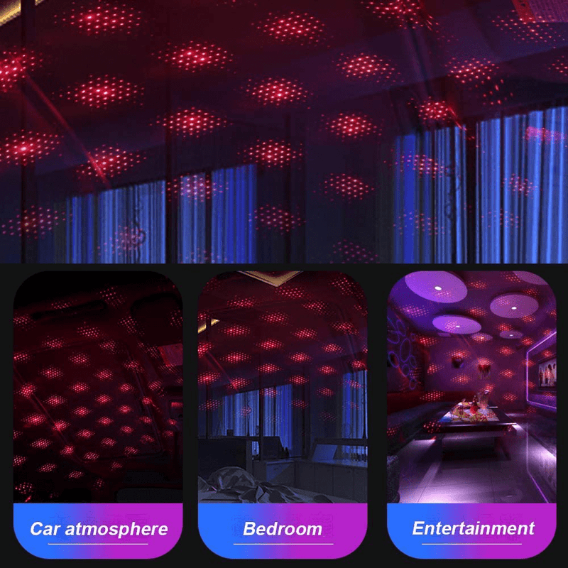 USB Star Projector Night Light, LEDCARE Car Roof Lights, Portable Adjustable Romantic Violet Blue Interior Car Lights, Portable USB Night Light Decorations for Car, Ceiling, Bedroom (Red)…