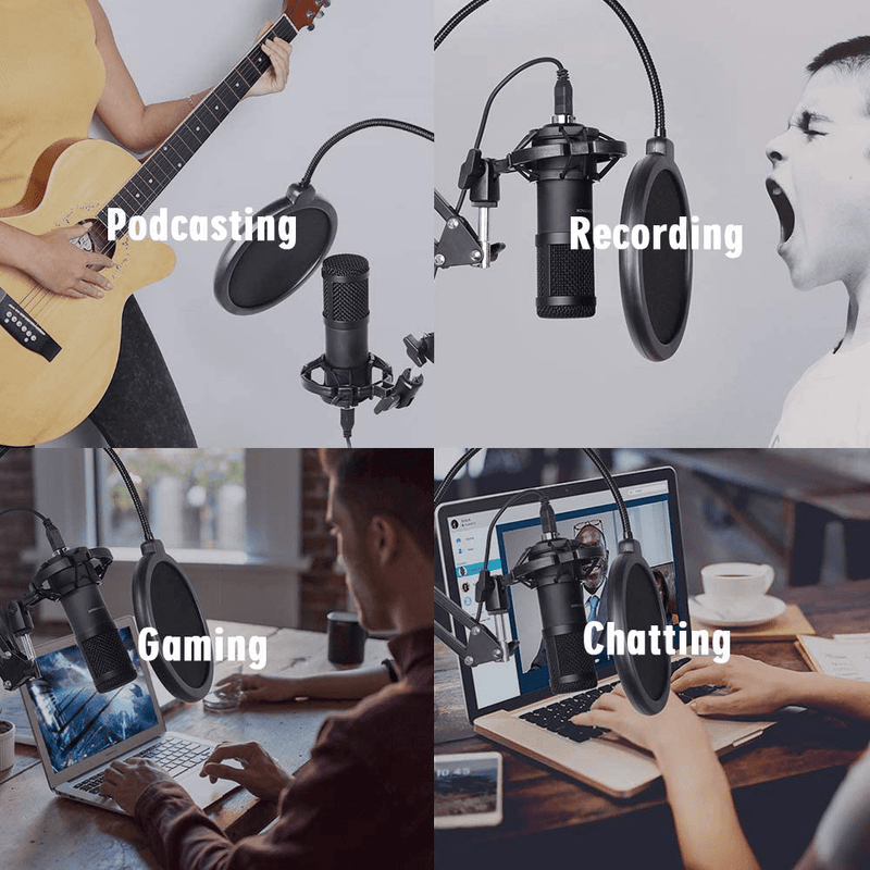 USB Streaming Podcast PC Microphone, SUDOTACK professional 192KHZ/24Bit Studio Cardioid Condenser Mic Kit with sound card Boom Arm Shock Mount Pop Filter, for Skype YouTuber Karaoke Gaming Recording Electronics > Audio > Audio Components > Microphones SUDOTACK   