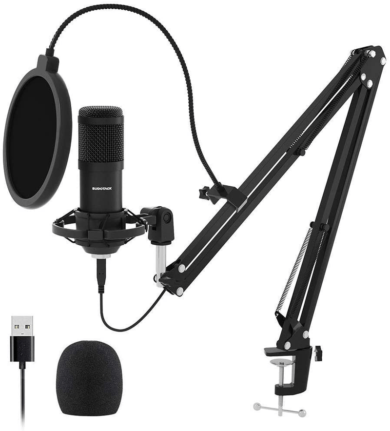 USB Streaming Podcast PC Microphone, SUDOTACK professional 192KHZ/24Bit Studio Cardioid Condenser Mic Kit with sound card Boom Arm Shock Mount Pop Filter, for Skype YouTuber Karaoke Gaming Recording Electronics > Audio > Audio Components > Microphones SUDOTACK Default Title  
