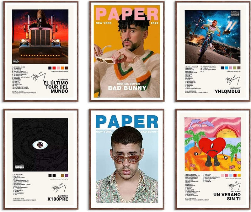 Usspo Weeknd Music Album Cover Poster Print Canvas Wall Art Limited Signed Starboy the Poster Room Aesthetic Set of 6 Dorm Decor 8X10 Inch Unframed Home & Garden > Decor > Artwork > Posters, Prints, & Visual Artwork Usspo Bad Bunny 8x10 inch 