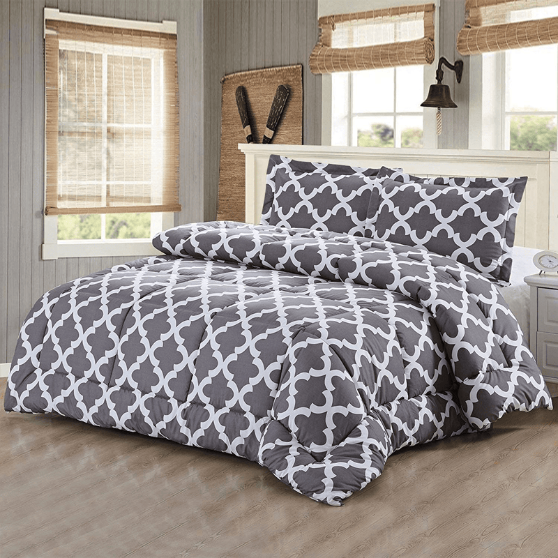 Utopia Bedding Printed Comforter Set (King/Cal King, Grey) with 2 Pillow Shams - Luxurious Brushed Microfiber - Down Alternative Comforter - Soft and Comfortable - Machine Washable Home & Garden > Linens & Bedding > Bedding > Quilts & Comforters Utopia Bedding   