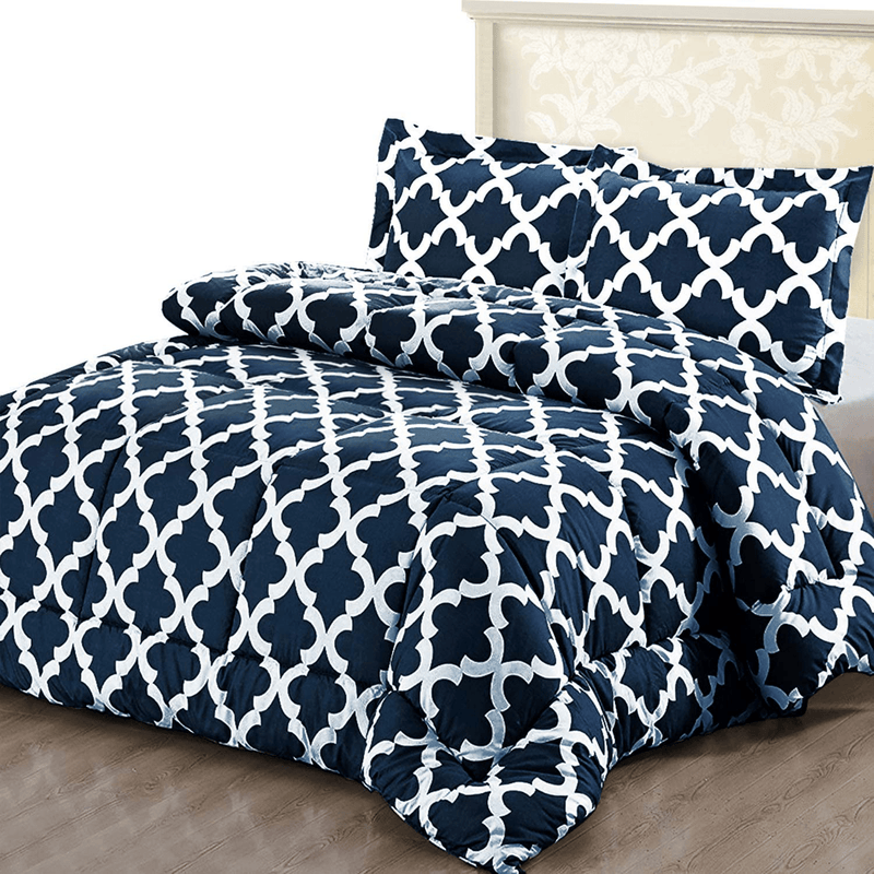 Utopia Bedding Printed Comforter Set (King/Cal King, Grey) with 2 Pillow Shams - Luxurious Brushed Microfiber - Down Alternative Comforter - Soft and Comfortable - Machine Washable Home & Garden > Linens & Bedding > Bedding > Quilts & Comforters Utopia Bedding Navy Queen 