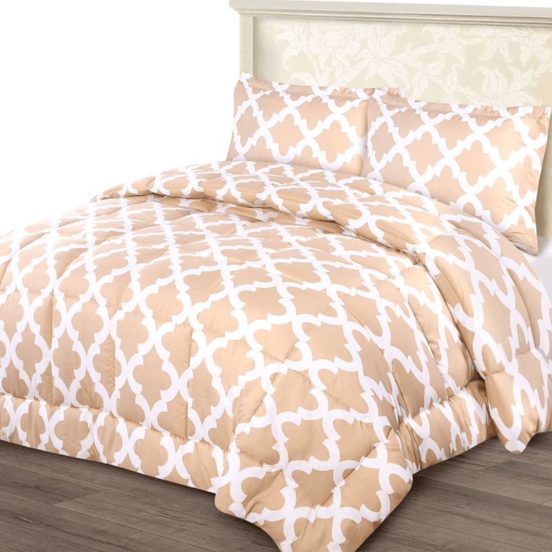Utopia Bedding Printed Comforter Set (Queen, Grey) with 2 Pillow Shams - Luxurious Brushed Microfiber - Down Alternative Comforter - Soft and Comfortable - Machine Washable Home & Garden > Linens & Bedding > Bedding Utopia Bedding Beige Queen 