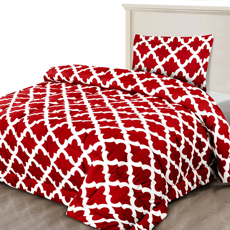 Utopia Bedding Printed Comforter Set (Queen, Grey) with 2 Pillow Shams - Luxurious Brushed Microfiber - Down Alternative Comforter - Soft and Comfortable - Machine Washable Home & Garden > Linens & Bedding > Bedding Utopia Bedding Red Twin 