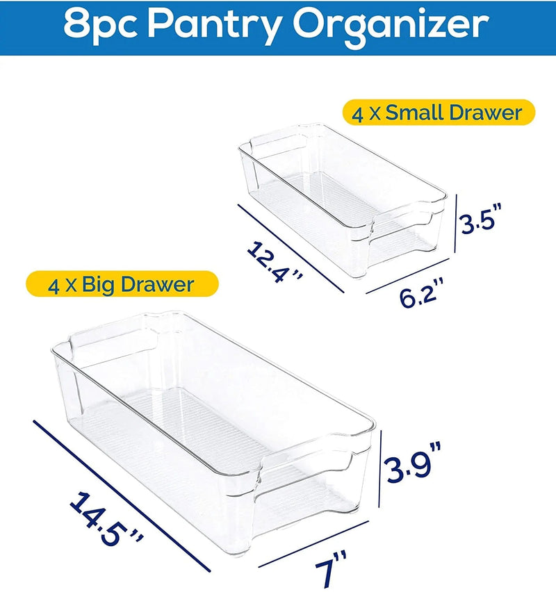Utopia Home Set of 8 Pantry Organizers-Includes Organizers - Organizers for Freezers, Kitchen Countertops and Cabinets-Clear Plastic Pantry Storage Racks Home & Garden > Kitchen & Dining > Food Storage Utopia Home   