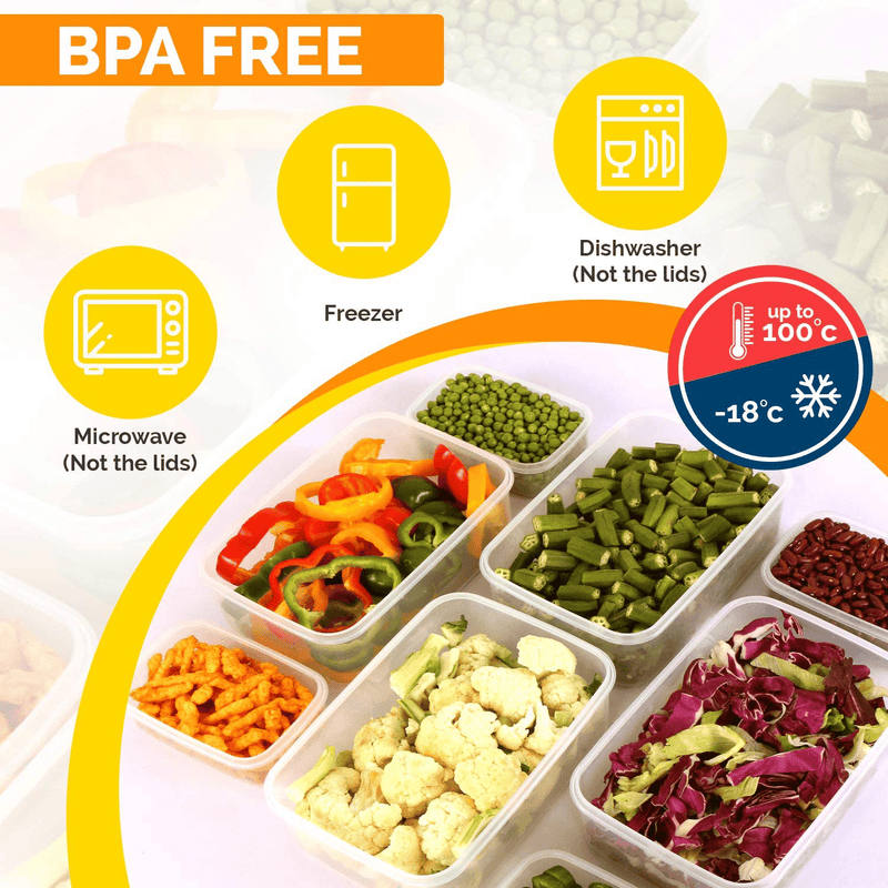 Utopia Kitchen Plastic Food Containers Set Food Storage Containers with Airtight Lids - Reusable & Leftover Lunch Boxes - Leak Proof, Freezer & Microwave Safe (24)