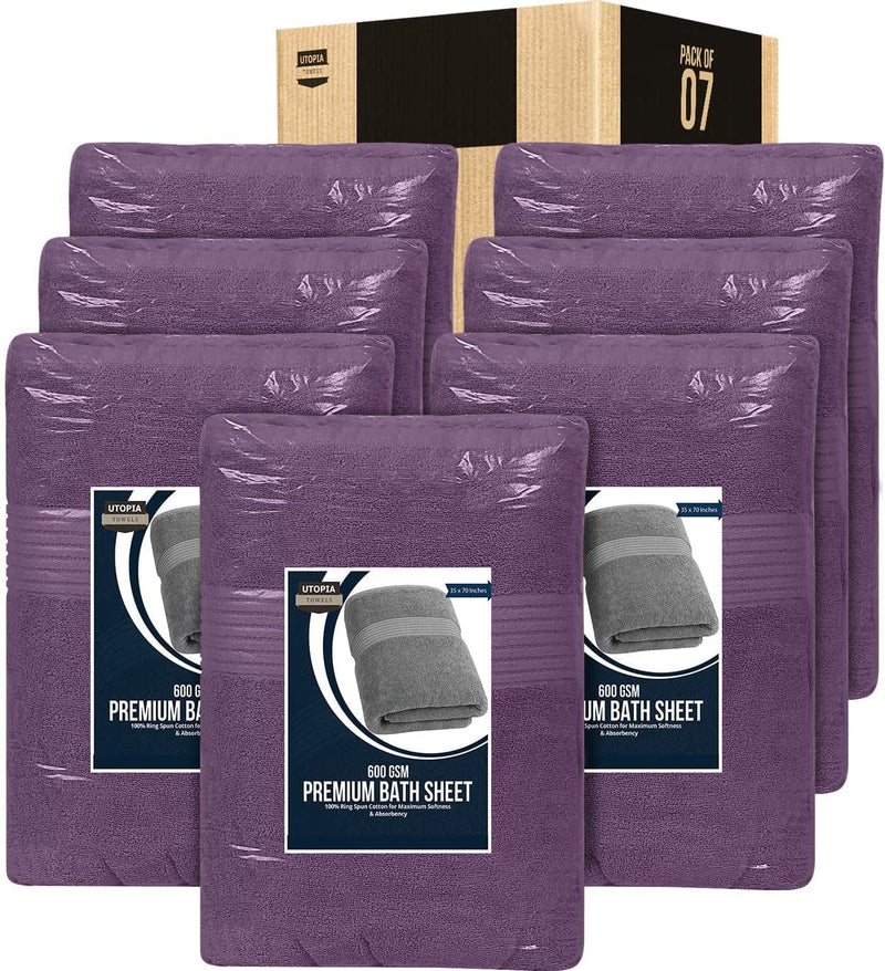 Utopia Towels - Luxurious Jumbo Bath Sheet - 600 GSM 100% Cotton Highly Absorbent and Quick Dry Extra Large Bath Towel - Super Soft Hotel Quality Towel (35 X 70 Inches, Beige) Home & Garden > Linens & Bedding > Towels Utopia Towels Plum 7 