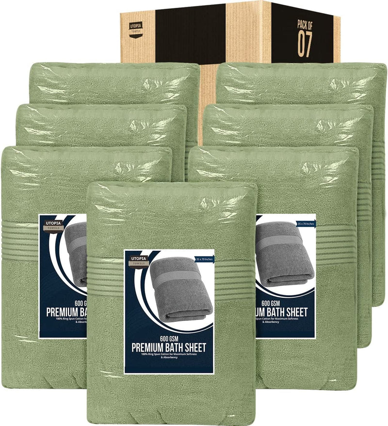 Utopia Towels - Luxurious Jumbo Bath Sheet - 600 GSM 100% Cotton Highly Absorbent and Quick Dry Extra Large Bath Towel - Super Soft Hotel Quality Towel (35 X 70 Inches, Beige) Home & Garden > Linens & Bedding > Towels Utopia Towels Sage Green 7 