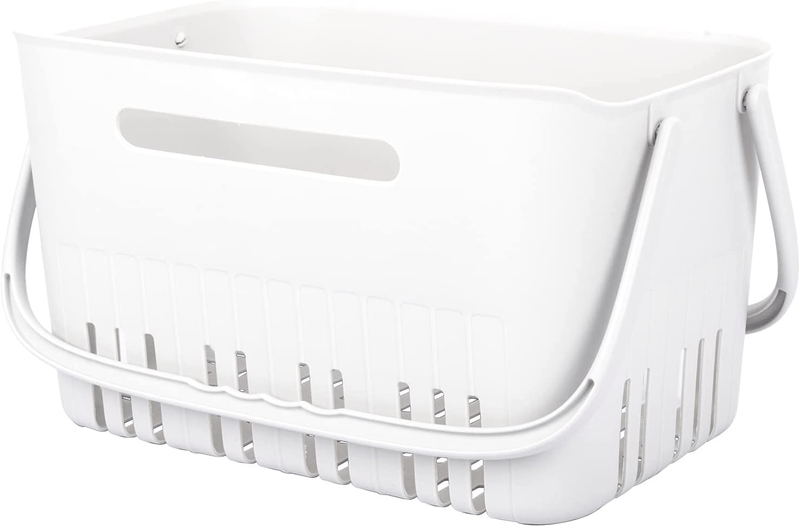 UUJOLY Portable Shower Caddy Basket Tote for Bathroom College Dorm, Plastic Storage Basket with Handles Organizer Bins for Kitchen Bathroom, White Sporting Goods > Outdoor Recreation > Camping & Hiking > Portable Toilets & Showers UUJOLY White 1 Pack 