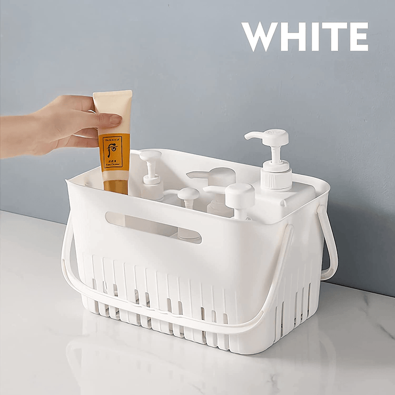 UUJOLY Portable Shower Caddy Basket Tote for Bathroom College Dorm, Plastic Storage Basket with Handles Organizer Bins for Kitchen Bathroom, White