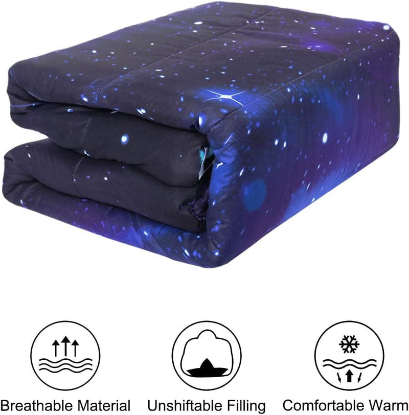 Uxcell Twin Comforter Set Galaxies Purple Color - 3D Outer Space Themed Bedding - All Season down Alternative Quilted Duvet - Reversible Design- Includes 1 Comforter and 1 Pillowcase Home & Garden > Linens & Bedding > Bedding > Quilts & Comforters uxcell   