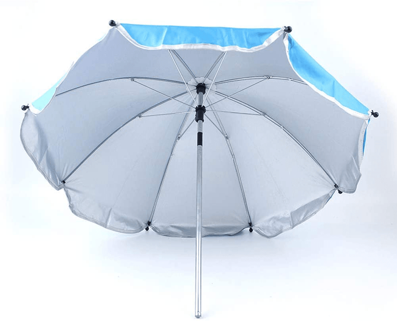 UXELY Push Chair Umbrella, Beach Chair Umbrella, Baby Stroller Clip-On Umbrella Detachable Stroller Umbrella Sun Shade Flexible Arm Manual Open UV Protection Pushchair Umbrella(Light Blue)
