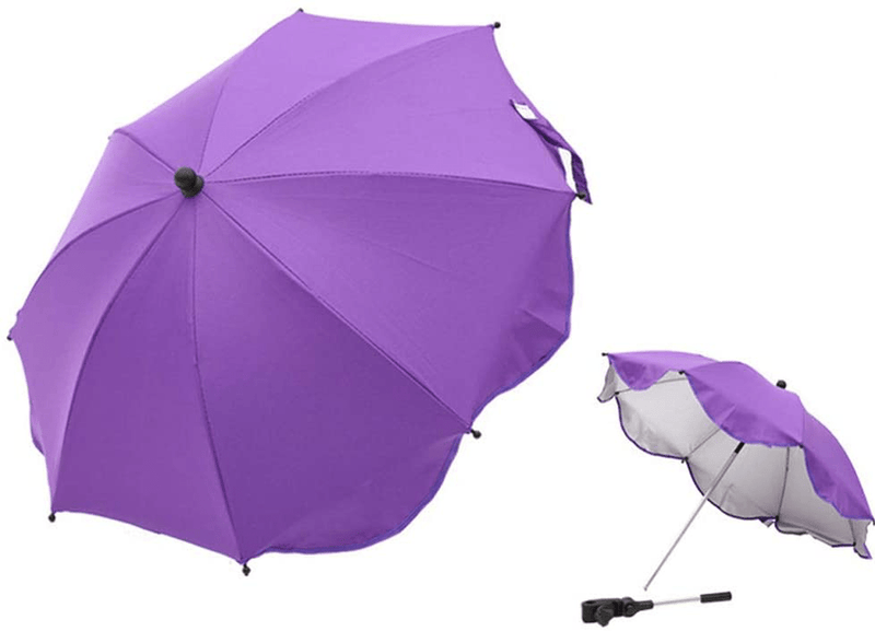 UXELY Stroller Umbrella, Clip-On Universal Detachable Pushchair Umbrella Sun Shade Flexible Arm Manual Open Baby Stroller Umbrella for Beach Chairs, Strollers, Wagons(Black)