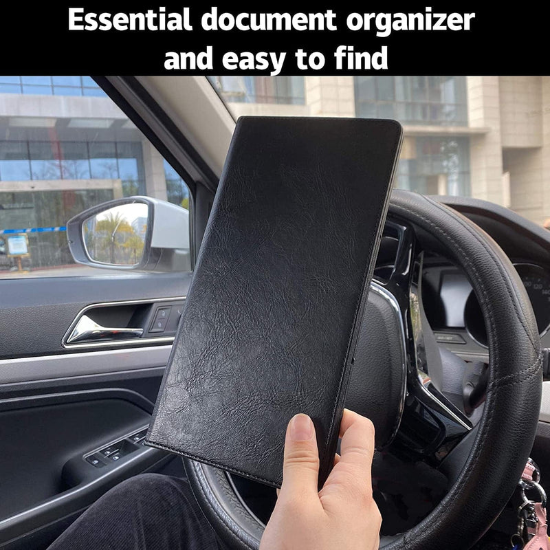 UYYE Auto Car Registration and Insurance Documents Holder - PU Leather Vehicle Glove Box Documents Organizer Wallet, Car Interior Accessories Case Holder for Essential Automobile Documents（Black）