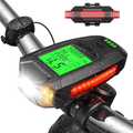 UZOPI Bike Lights Set, USB Rechargeable, Super Bright Front Headlight and Rear LED Bicycle Light, 5 Light Modes, with Speedometer Calorie Counter for Men Women Kids Road Mountain Cycling Sporting Goods > Outdoor Recreation > Cycling > Bicycle Parts U UZOPI Black  