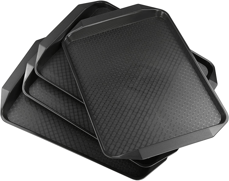 Vababa Black Plastic Fast Food Serving Trays, 4-Pack, 16.8-INCH x 12-INCH Home & Garden > Decor > Decorative Trays Vababas Default Title  