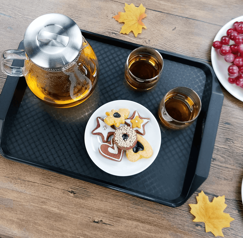 Vababa Black Plastic Fast Food Serving Trays, 4-Pack, 16.8-INCH x 12-INCH Home & Garden > Decor > Decorative Trays Vababas   