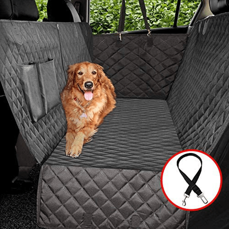 Vailge 100% Waterproof Dog Car Seat Covers, Dog Seat Cover with Side Flaps, Pet Seat Cover for Back Seat - Black, Hammock Convertible Vehicles & Parts > Vehicle Parts & Accessories > Motor Vehicle Parts > Motor Vehicle Seating Vailge Standard(56"W x 60"L)  