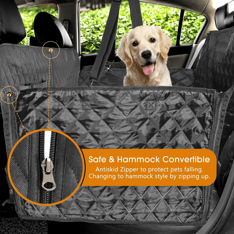 Vailge 100% Waterproof Dog Car Seat Covers, Dog Seat Cover with Side Flaps, Pet Seat Cover for Back Seat - Black, Hammock Convertible Vehicles & Parts > Vehicle Parts & Accessories > Motor Vehicle Parts > Motor Vehicle Seating Vailge   