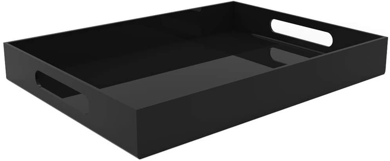 Vale Arbor Black Serving Tray - 12"x 20" Large Acrylic Tray for Coffee Table, Breakfast, Tea, Food, Butler - Decorative Display, Countertop, Kitchen, Vanity Serve Tray with Handles Home & Garden > Decor > Decorative Trays Vale Arbor Black 16" x 12" 