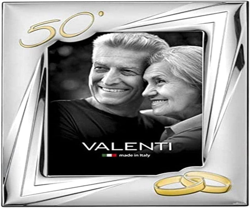 Valenti&Co Silver Photo Frame 13X18 Cm Ideal as a Gift for Golden Wedding - 50 Years of Wedding or for the 50Th of Relatives, Grandparents or Mom and Dad.