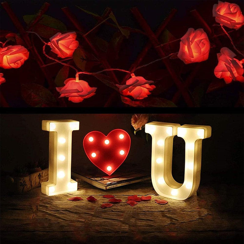 Valentine Decorations String Lights, 20 Led Rose Light Battery Powered for Wedding, Friends Party, Valentine'S Day Indoor&Outdoor Romantic Decoration Home & Garden > Decor > Seasonal & Holiday Decorations WE0173 Red Rose 20 Lights 3M (Constant Light + Flashing) 