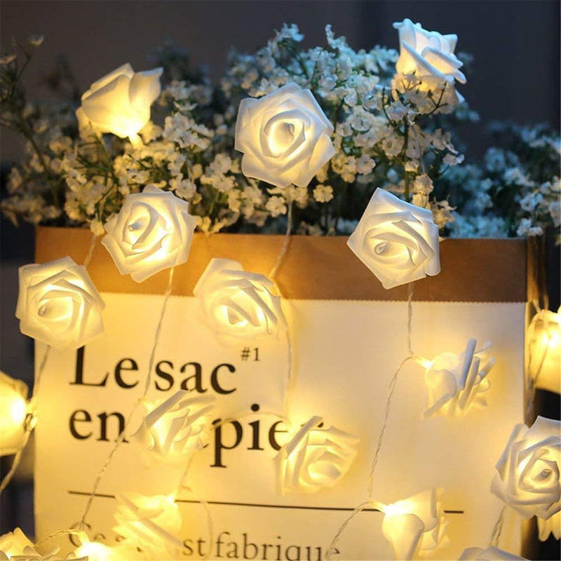 Valentine Decorations String Lights, 20 Led Rose Light Battery Powered for Wedding, Friends Party, Valentine'S Day Indoor&Outdoor Romantic Decoration Home & Garden > Decor > Seasonal & Holiday Decorations WE0173 White Rose 10 Lights 1.5M (Constant Light) 