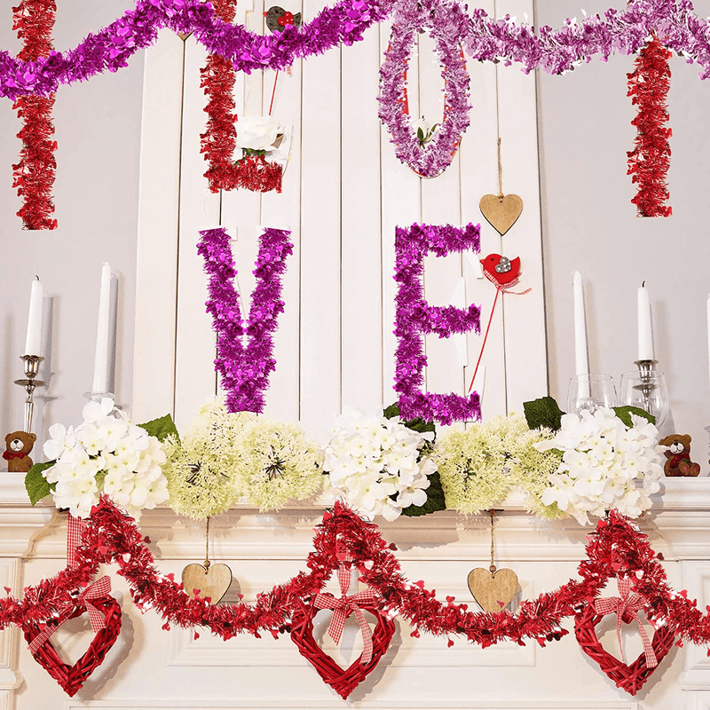 Valentine Garland 80 Feet 3 Pieces Red Purple Pink Garland Metallic Valentine Day Garland Heart Metallic Tinsel Garland Shiny Hanging Metallic Tinsel Ornaments for Christmas Tree Wedding Decorations Home & Garden > Decor > Seasonal & Holiday Decorations Syhood   