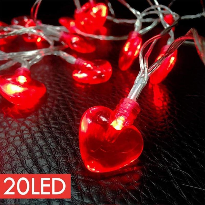 Valentine Lights 8.2 Ft 20 Leds Red Heart Shaped String LED Lights, Romantic Valentines Day Decor Lights for Valentines Decorations, Bedroom, Party, Wedding Indoor Outdoor Home & Garden > Decor > Seasonal & Holiday Decorations Ardorlove   