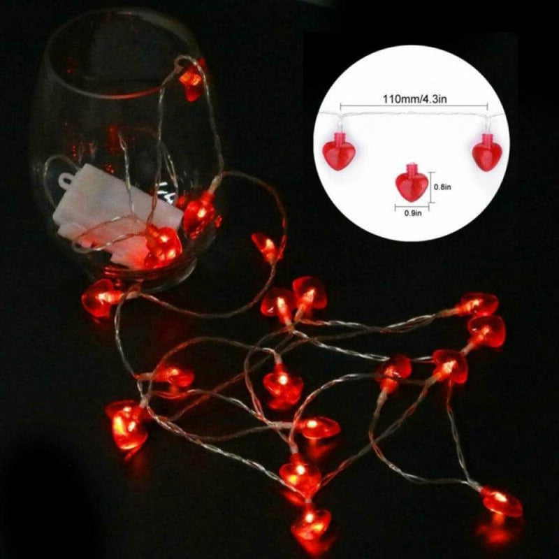 Valentine Lights Heart Shaped String Lights for Mother'S and Father'S Day, Wedding, Proposal, Birthday and Holidays 8.2 Ft 20 Leds