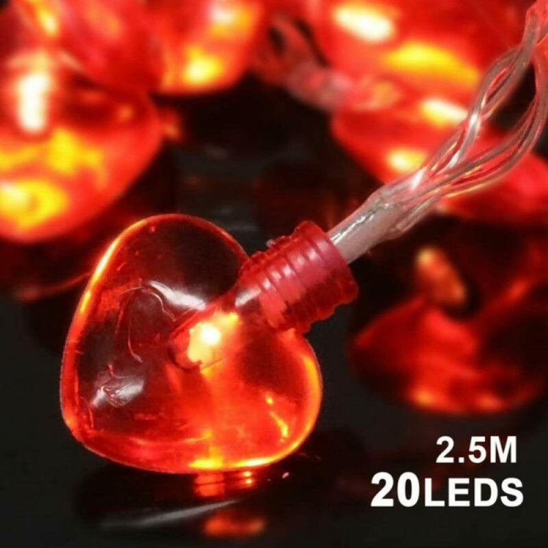 Valentine Lights Heart Shaped String Lights for Mother'S and Father'S Day, Wedding, Proposal, Birthday and Holidays 8.2 Ft 20 Leds