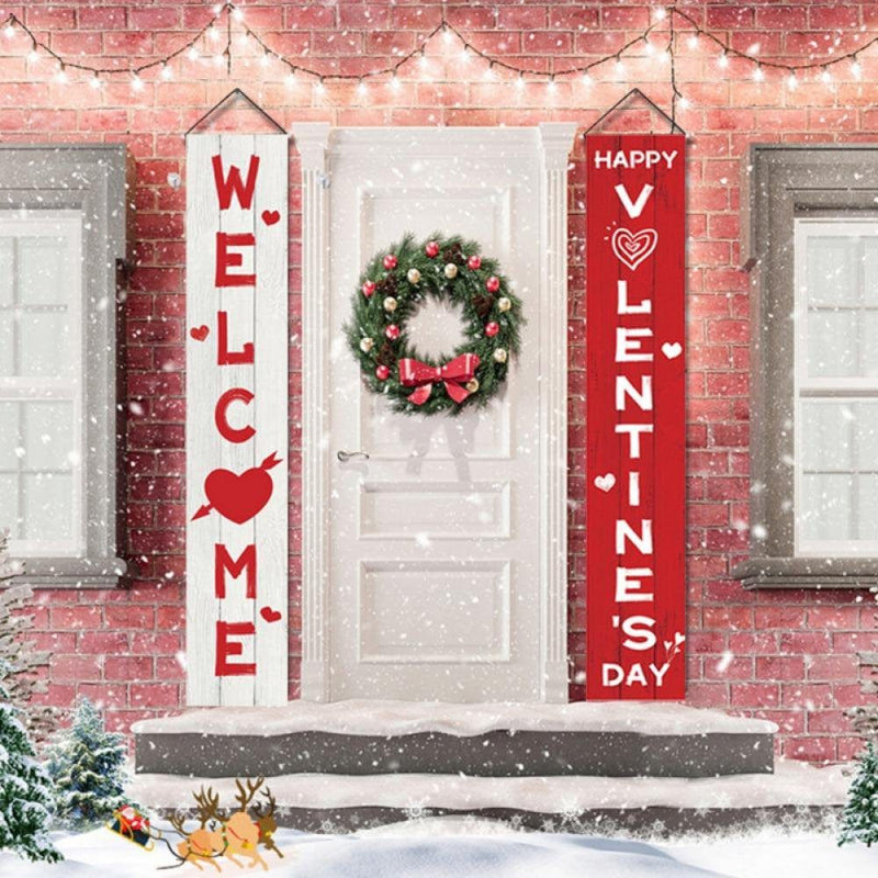 Valentine Porch Sign Valentines Day Decorations for the Home, Happy Valentines Day Banner Welcome Sign for Front Door, Modern Farmhouse Wall Decor Hanging Rustic Valentines Day Gifts for Him Her Home & Garden > Decor > Seasonal & Holiday Decorations Tinkercad   