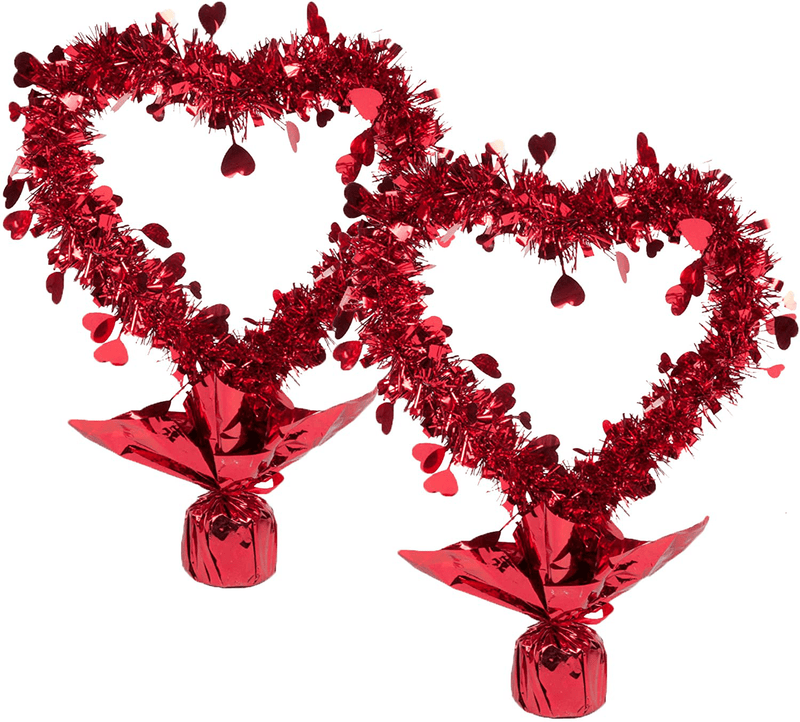 Valentine Red Tinsel Heart Centerpiece Wreaths Foil Valentines Table Shelf Party Valentine'S Day Tableware Wedding Holiday Party Decorations Set of 4 Arts & Entertainment > Party & Celebration > Party Supplies Gift Boutique   