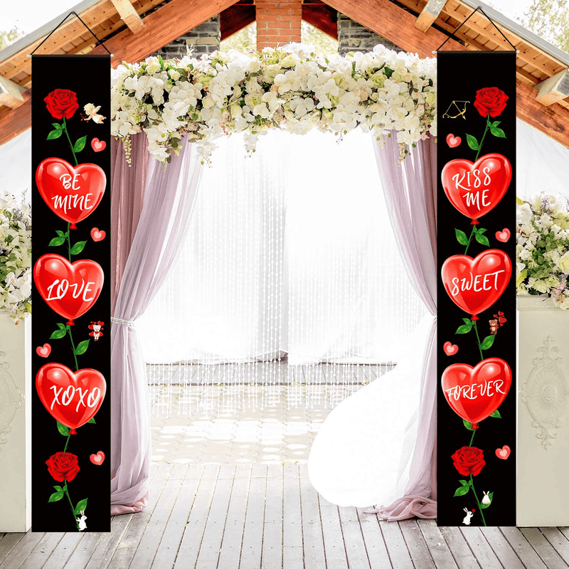 Valentine'S Day Banner Fun Valentines Conversation Porch Sign Love Sweet Banner Valentine'S Day Hanging Decoration for Engagement, Wedding, Anniversary Arts & Entertainment > Party & Celebration > Party Supplies Boao   