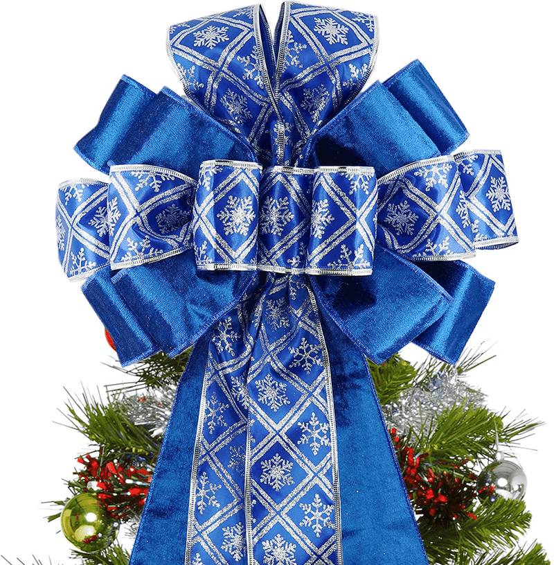 Valentine'S Day Bows,13''X 48'' Glitter Satin Large Wreath Bows Valentine'S Day Ornaments with Long Streamer Mesh Wired Edge Ribbon for Valentine'S Day Wedding Mother'S Day Decorations(Blue) Home & Garden > Decor > Seasonal & Holiday Decorations XASY   