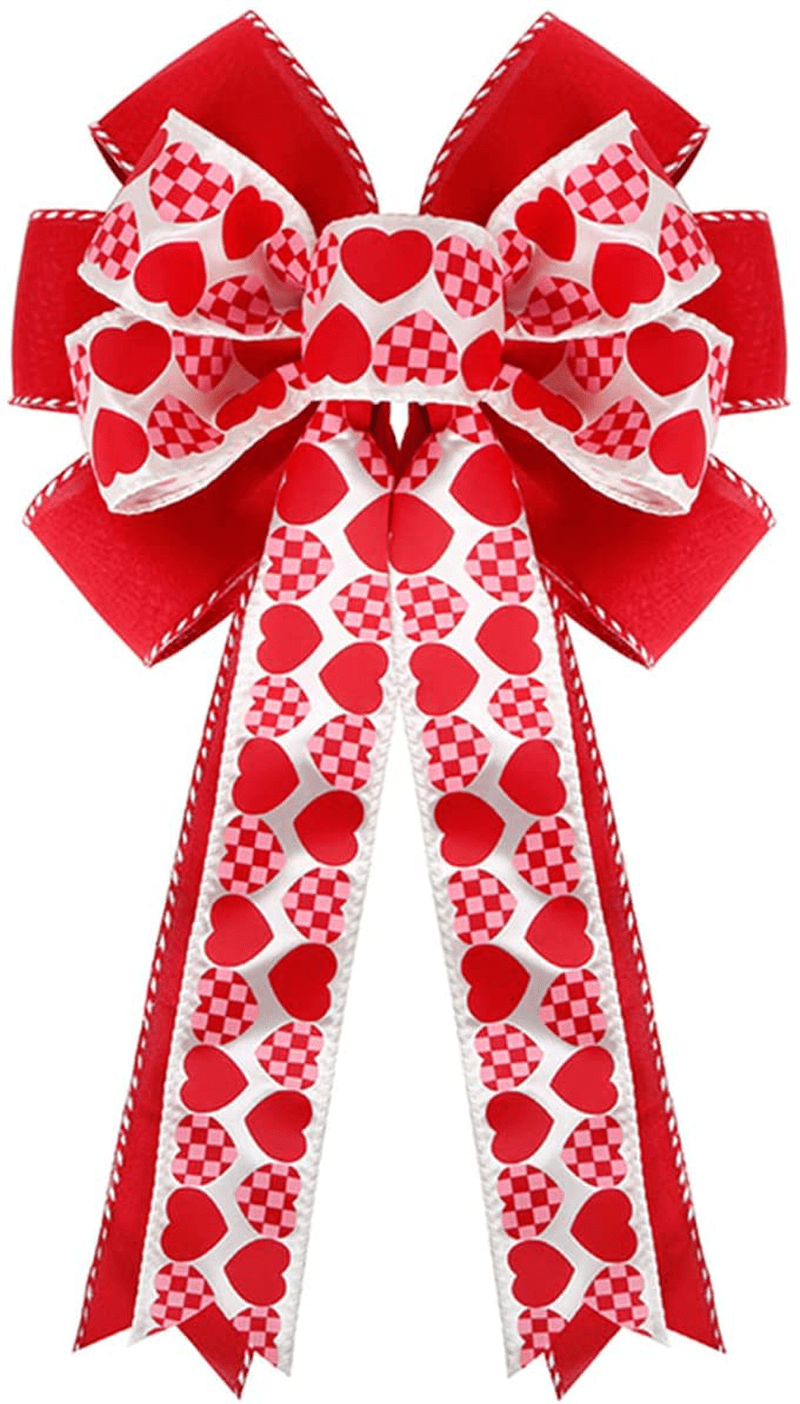 Valentine'S Day Bows Wreath Bow Valentines Day Decorations Red Heart Decorations Valentines Heart Bow for Valentines Decor Wreath Door Decor Valentines Day Party Supplies Home & Garden > Decor > Seasonal & Holiday Decorations HEUCARE   