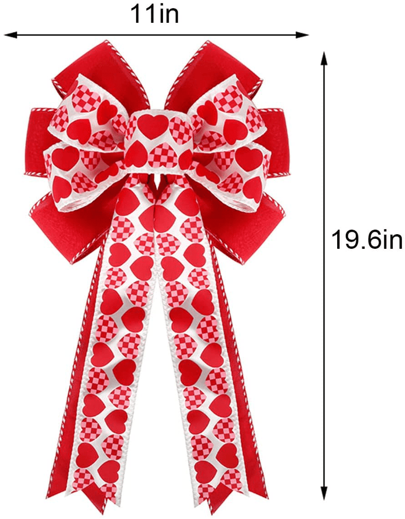 Valentine'S Day Bows Wreath Bow Valentines Day Decorations Red Heart Decorations Valentines Heart Bow for Valentines Decor Wreath Door Decor Valentines Day Party Supplies Home & Garden > Decor > Seasonal & Holiday Decorations HEUCARE   