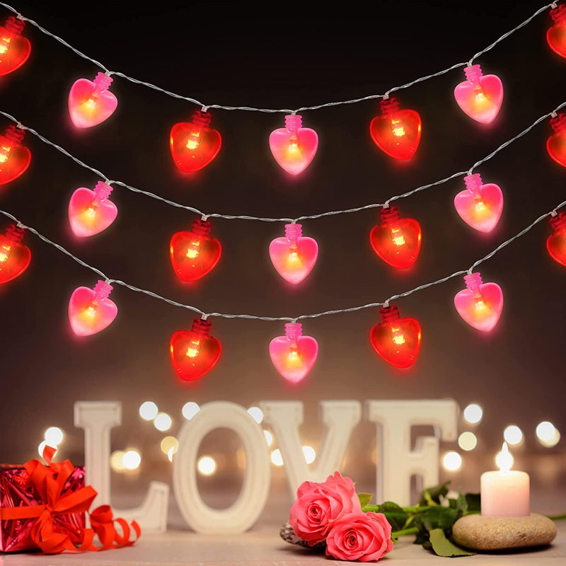 Valentine’S Day Decor 138 LED 12 Red Heart-Shaped Window Curtain Lights with Timer, 8 Modes USB Powered Valentines Decor Heart Lights String, Romantic Valentines Day Decorations for Home Bedroom Party
