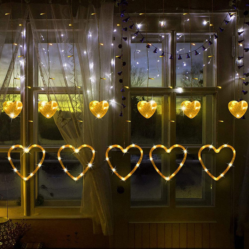 Valentine'S Day Decorative Lights Atmosphere Lights LED Star Curtain Lights Stars Moon Pattern Christmas Wedding Festive Decorative Lights String Lights, Gifts for Boys and Girls Home & Garden > Decor > Seasonal & Holiday Decorations Sun color  