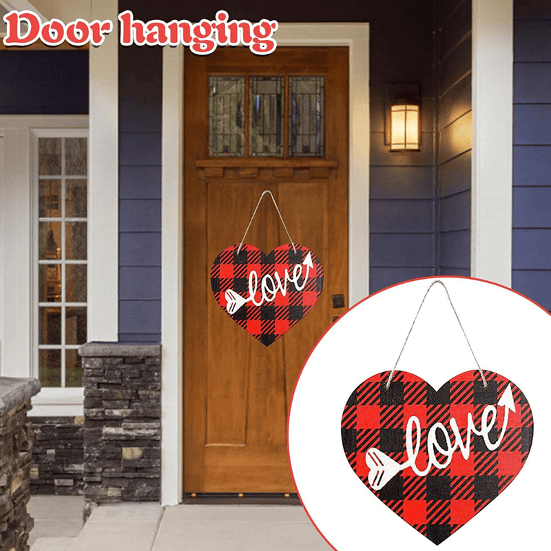 Valentine'S Day Door Sign Wreath Decorations,Happy Valentines Day Sign Farmhouse Decor - Valentines Day Decor for Front Door Farmhouse Valentine'S Day Decorations Party Supplies Home & Garden > Decor > Seasonal & Holiday Decorations SUMSAYEI   