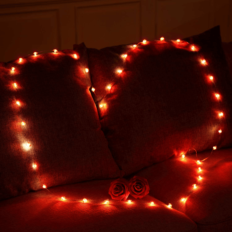 Valentine'S Day Fairy Heart String Lights, 40 LED 10FT Remote Control Red Twinkling Lights Heart Shape for Kids Girls Valentine Bedroom Wedding Anniversary Engagement Dating Party Romantic Decoration Home & Garden > Decor > Seasonal & Holiday Decorations Frienda   
