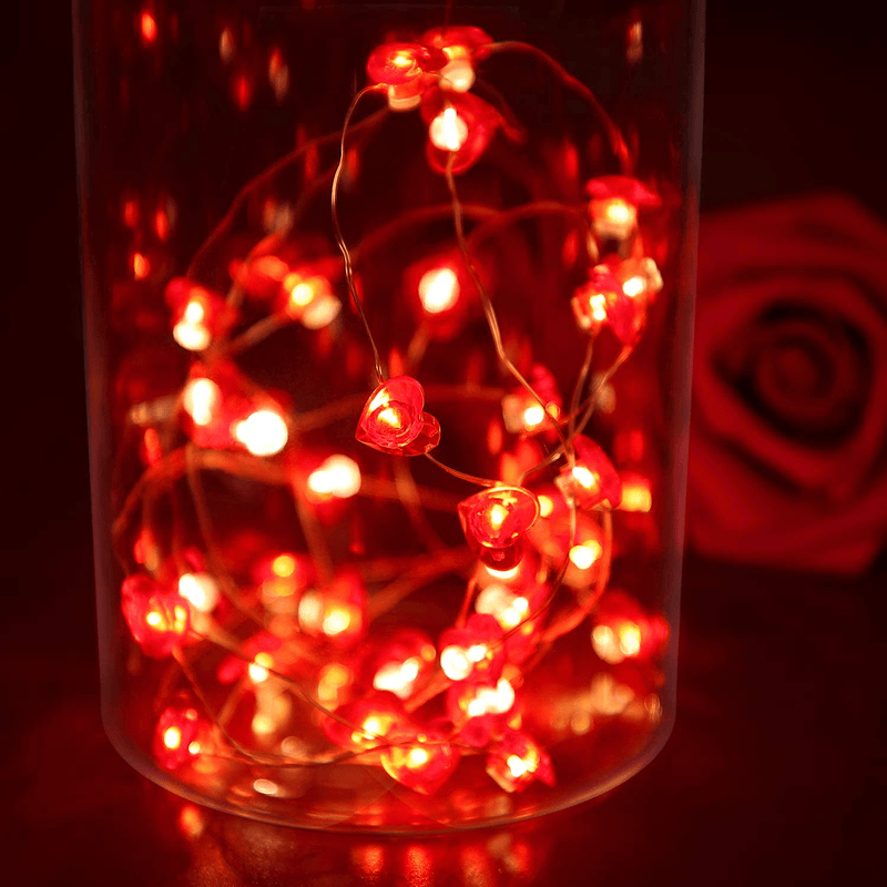 Valentine'S Day Fairy Heart String Lights, 40 LED 10FT Remote Control Red Twinkling Lights Heart Shape for Kids Girls Valentine Bedroom Wedding Anniversary Engagement Dating Party Romantic Decoration Home & Garden > Decor > Seasonal & Holiday Decorations Frienda   